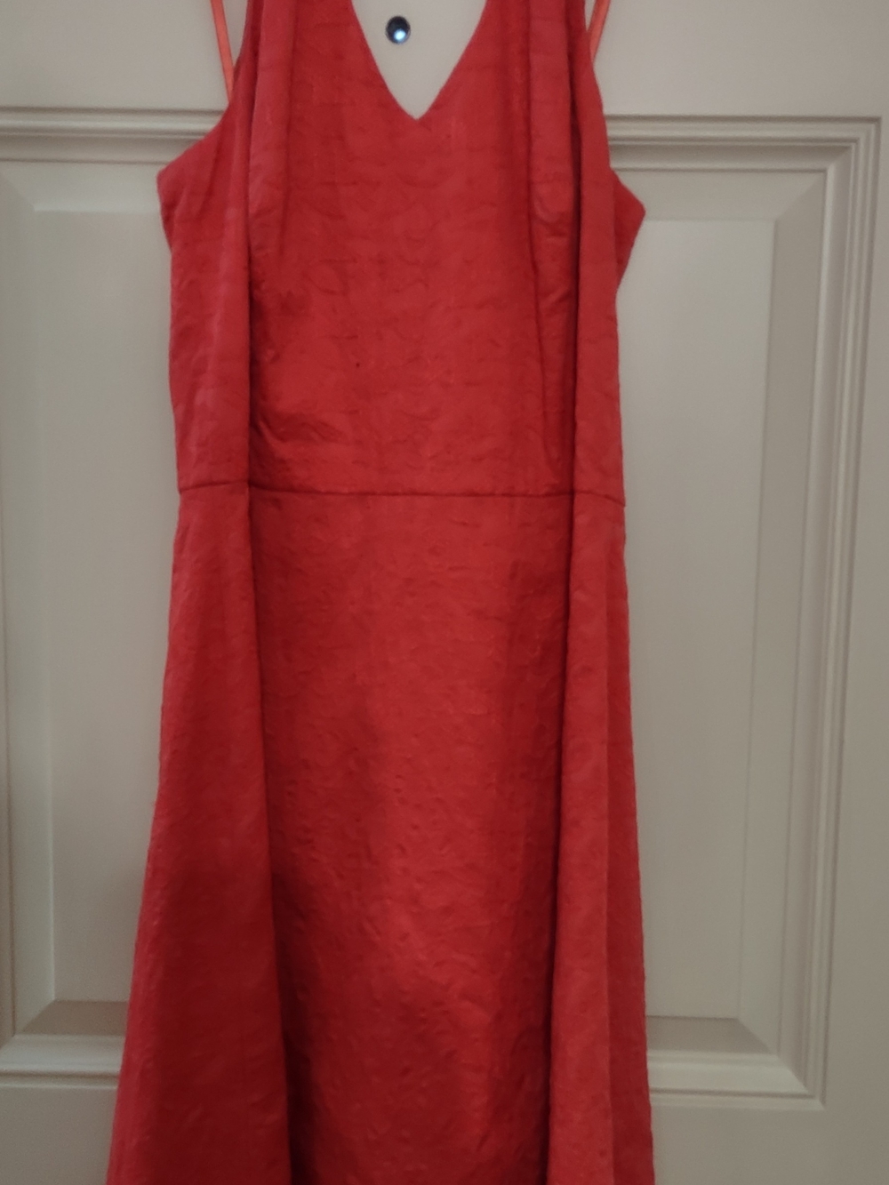 Ann Taylor Deep Orange Textured Halter Dress